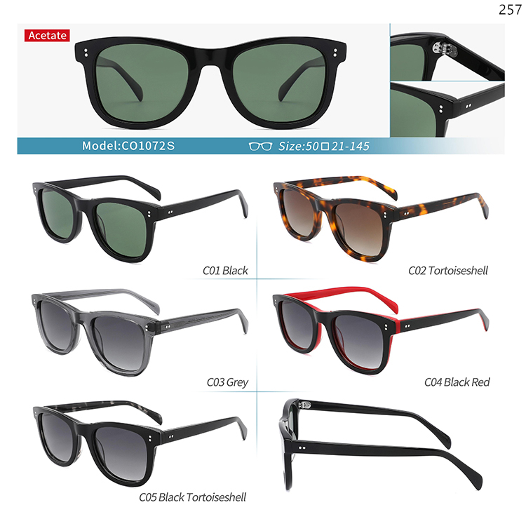 CO1072S-91S Classic Design Acetate Low MOQ Sunglasses Gafas Shades with Metal Hinge (1)