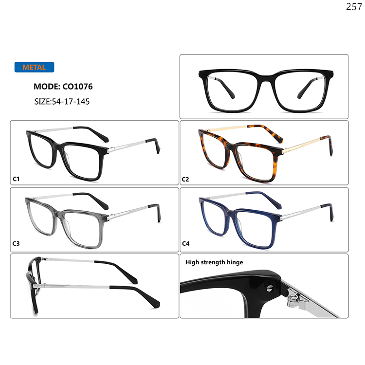 CO1075-78 Ready Stock Acetate Eyeglass Frames Optische Brillen with Metal Temples (2)