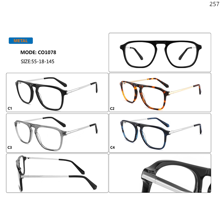 CO1075-78 Ready Stock Acetate Eyeglass Frames Optische Brillen with Metal Temples (4)