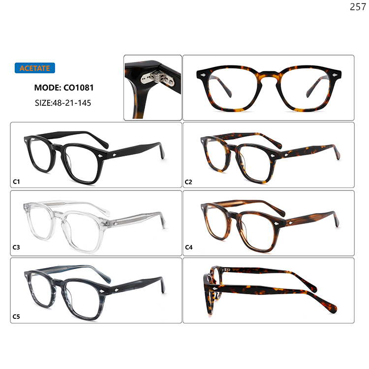 CO1079-83 Retro Design Acetate Optical Glasses Frame Goods In Stock with Metal Hinge (3)