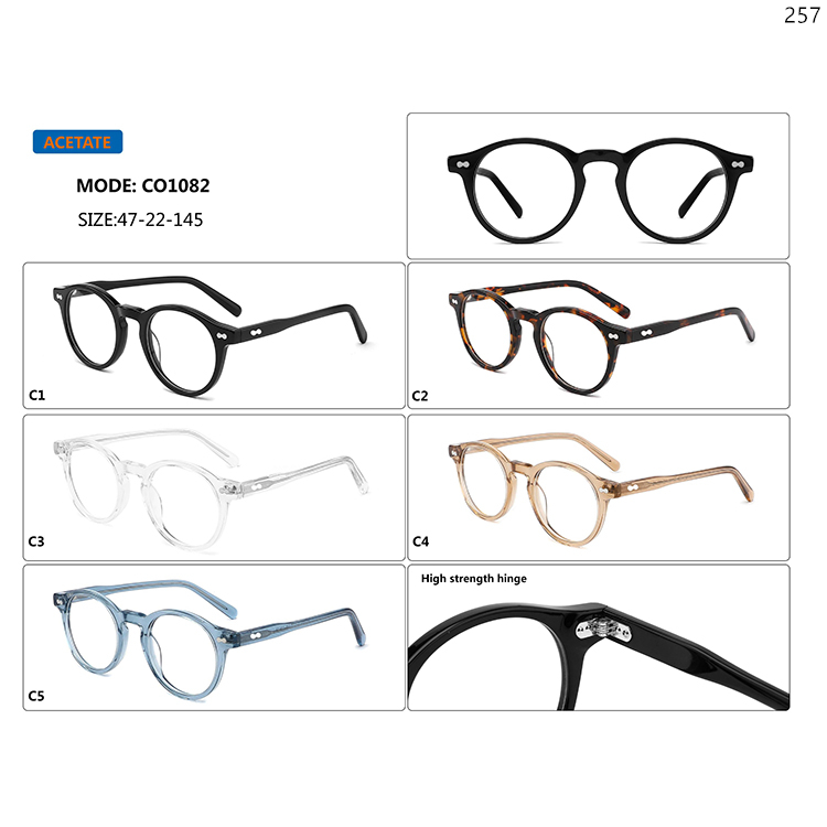 CO1079-83 Retro Design Acetate Optical Glasses Frame Goods In Stock with Metal Hinge (4)