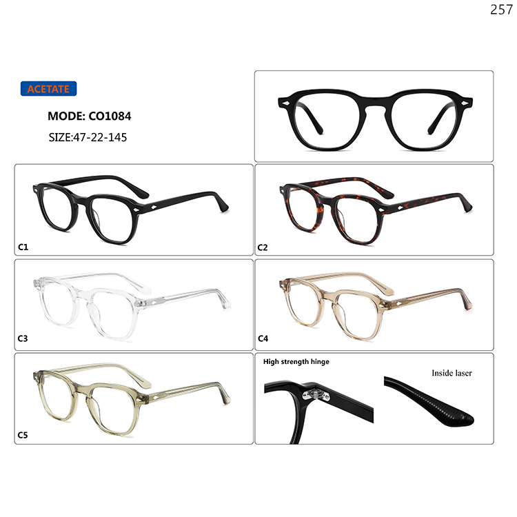 CO1084-88 Vintage Acetate Prescription Glasses Eyeglasses with Classic Rivet Design (1)
