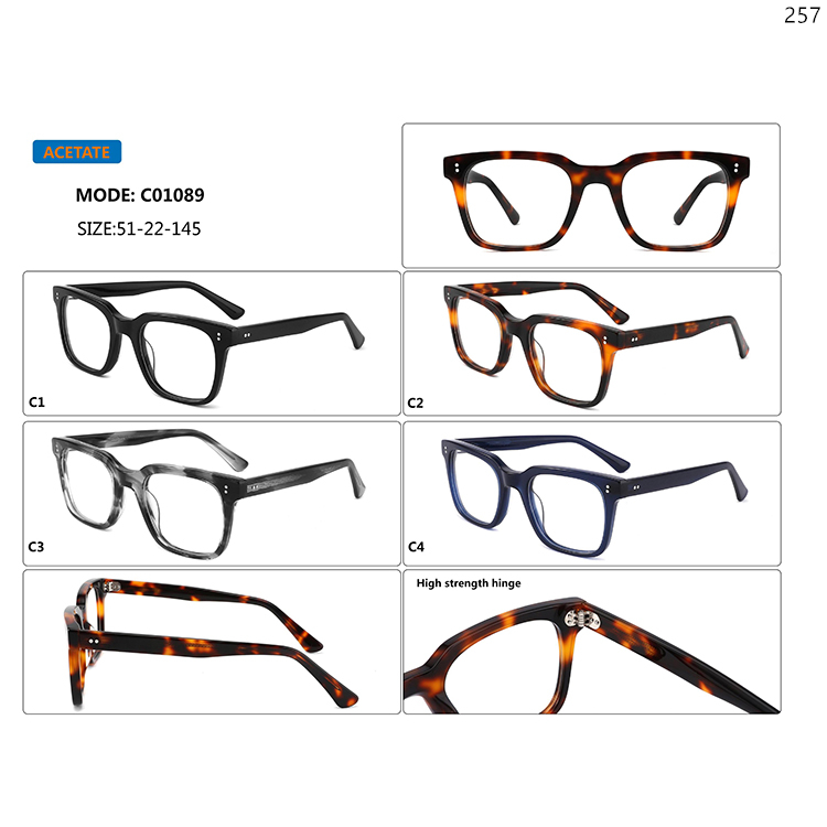 CO1089-94 Good Quality Retro Stylish Acetate Optical Glasses Frame with Metal Hinge (1)
