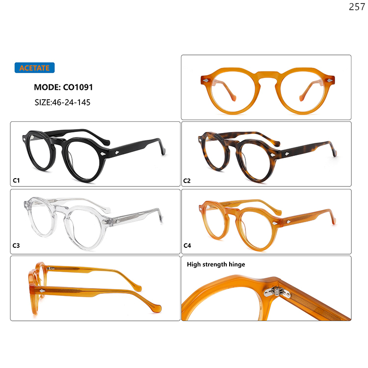 CO1089-94 Good Quality Retro Stylish Acetate Optical Glasses Frame with Metal Hinge (3)