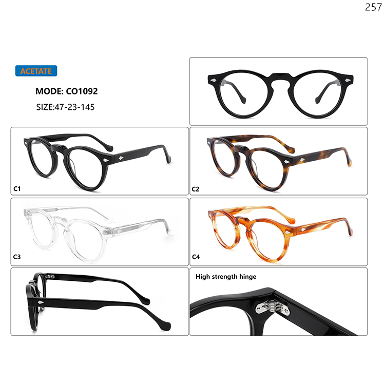 CO1089-94 Good Quality Retro Stylish Acetate Optical Glasses Frame with Metal Hinge (4)