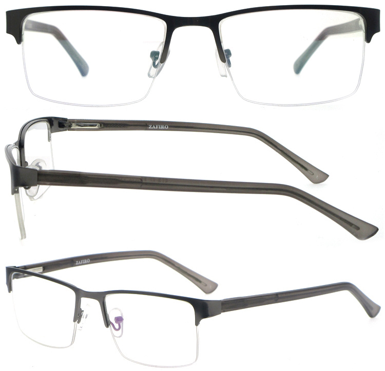 DRM164014 Lightweight Gray Metal Rectangle Men Prescrip (1)