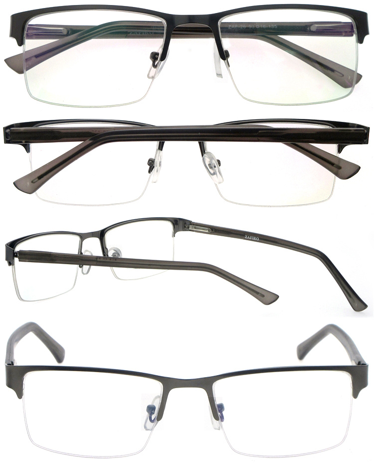 DRM164014 Lightweight Gray Metal Rectangle Men Prescrip ( (5)
