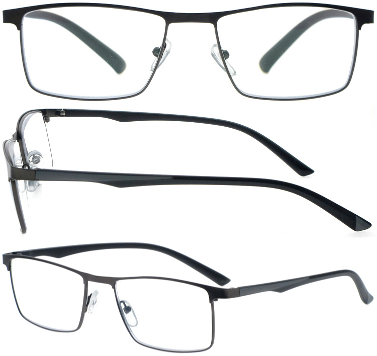 DRM164036 Custom Rectangle Metal Reading Glasses Lesebrille with TR90 Legs (1)