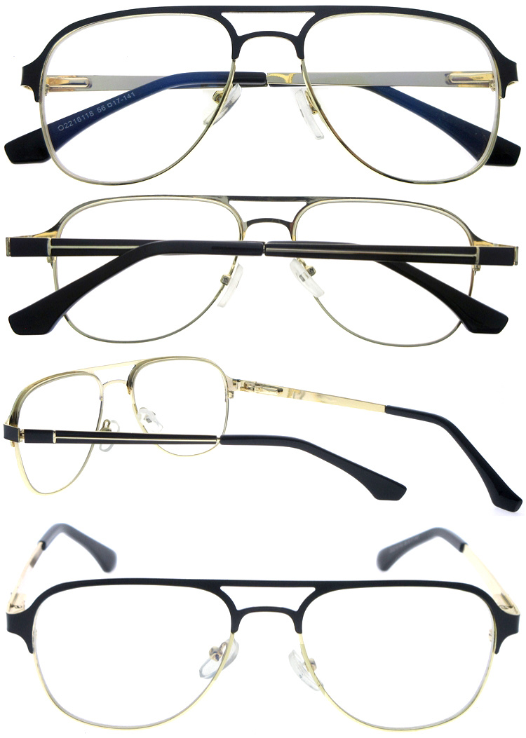 DRM164041 Aviator Design Double Bridge Metal Material Reading Glasses (5)