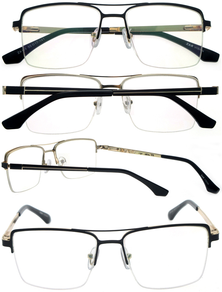 DRM164044 Men Double Bridge Half Rim Metal Reading Eyewear (5)
