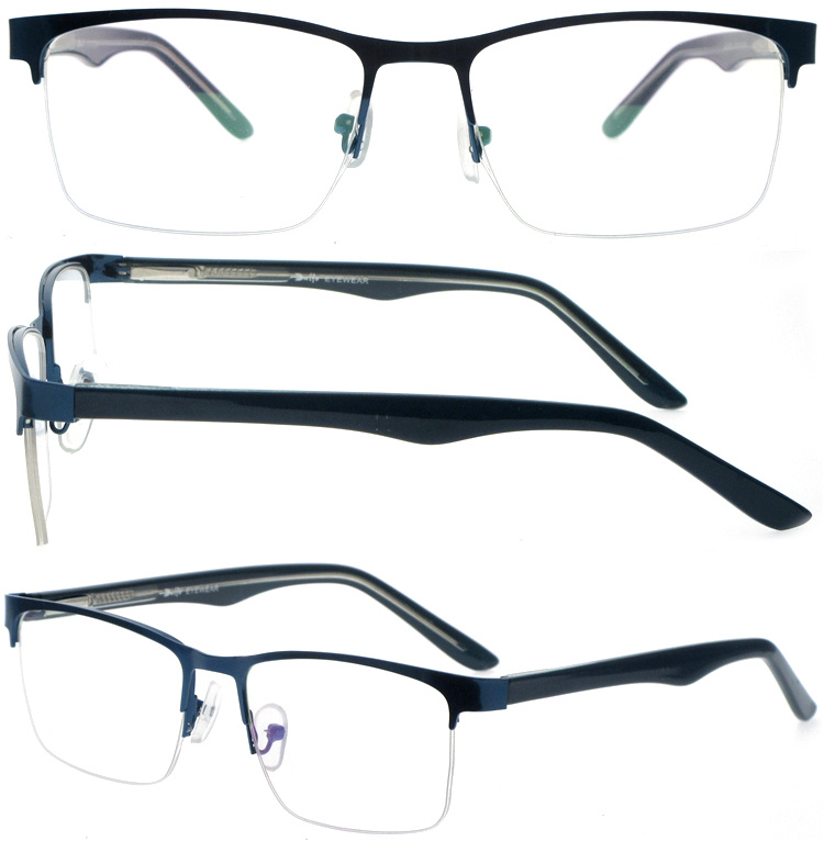 DRM164046 Custom Half Rim Rectangle Metal Reading Glasses with CP Legs (1)