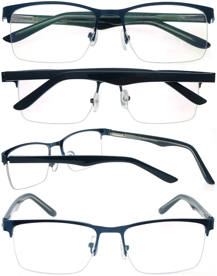 DRM164046 Custom Half Rim Rectangle Metal Reading Glasses with CP Legs (5)