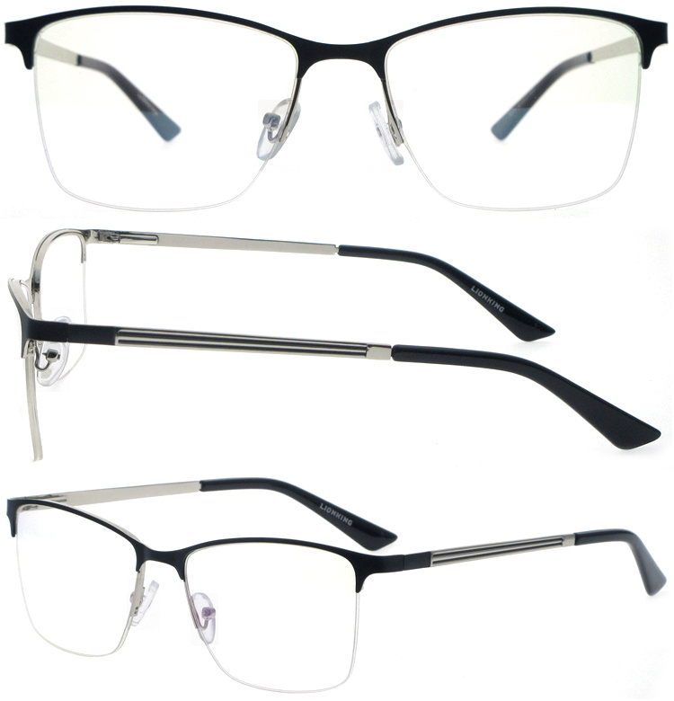 DRM164054 Oversized Half Rim Metal Reading Glasses with Metal Spring Hinges (1)