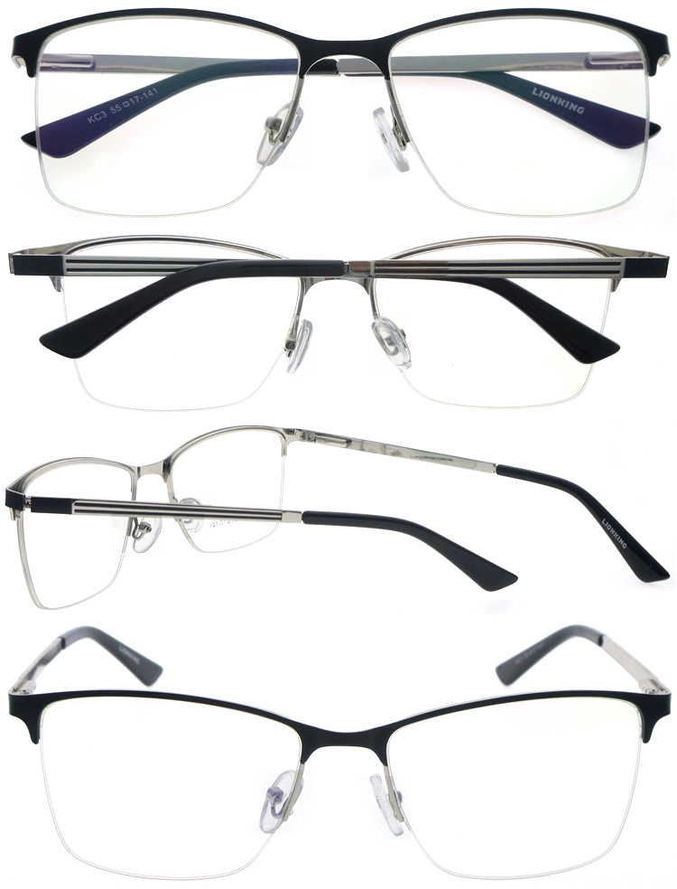 DRM164054 Oversized Half Rim Metal Reading Glasses with Metal Spring Hinges (5)