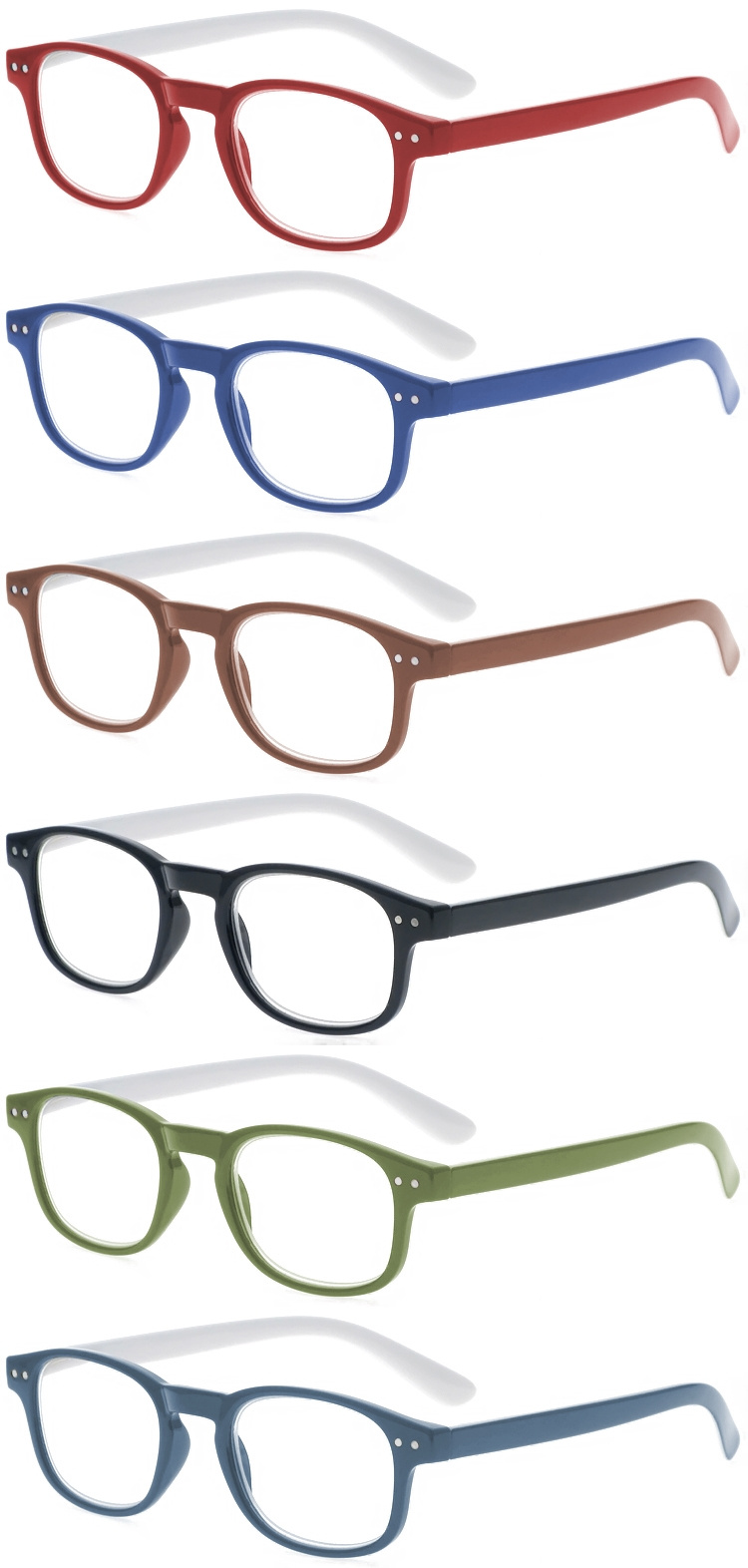 DRP102325 Double Colors Unisex Plastic Reader Eyewear with Metal Spring Hinges (2)