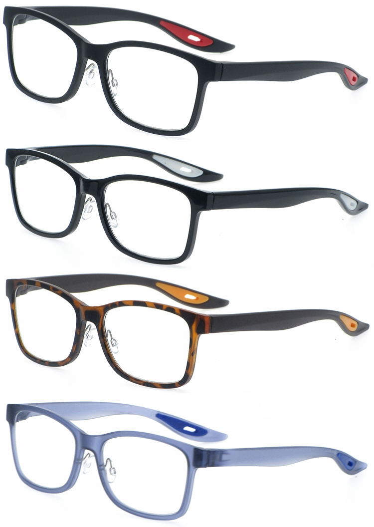 DRP131153 Double Colors PC Reading Glasses Prescription Frames with Adjustable Nose Pads (2)