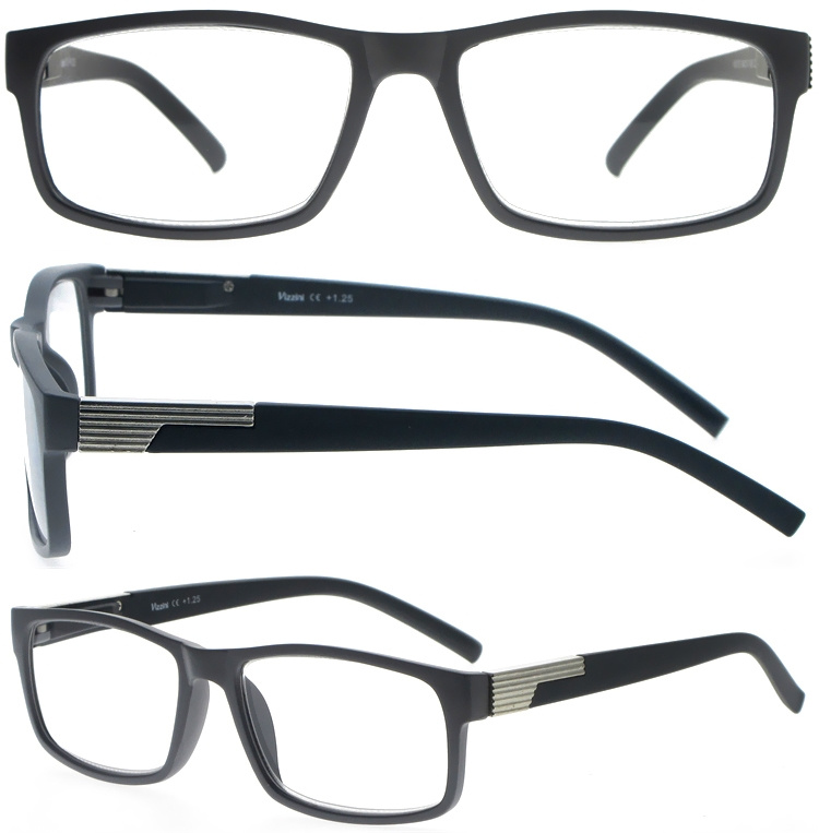DRP317011 Rectangle Shape Plastic Reading Glasses with Metal Decoration (1)