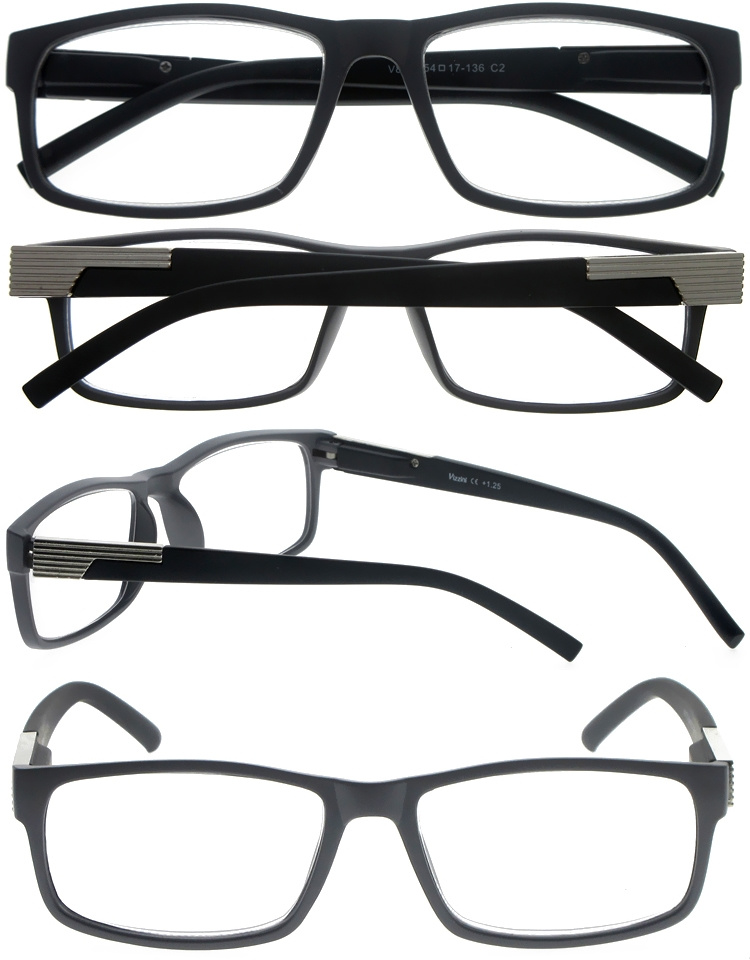 DRP317011 Rectangle Shape Plastic Reading Glasses with Metal Decoration (4)