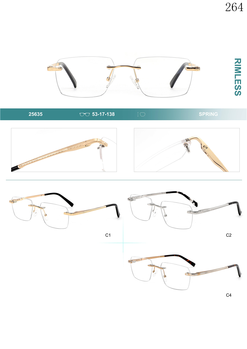 Dachuan Optical 256035 China Supplier Trendi Bentuk Bingkai Kacamata Tanpa Bingkai kanthi Kualitas Apik (1)