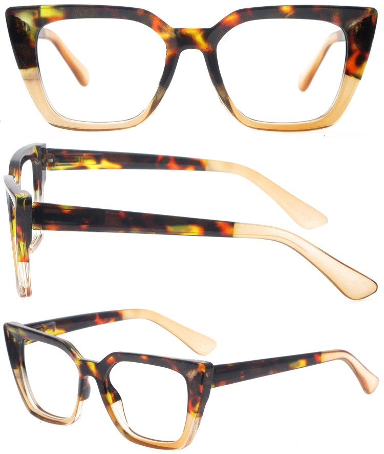 Dachuan Optical DRP127184 Kína birgjar vinsælar Cateye ofstórar plast lesgleraugu með mynstri umgjörð (1)