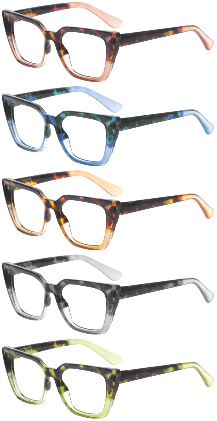 Dachuan Optical DRP127184 Kína birgjar vinsælar Cateye ofstórar plast lesgleraugu með mynstri umgjörð (3)