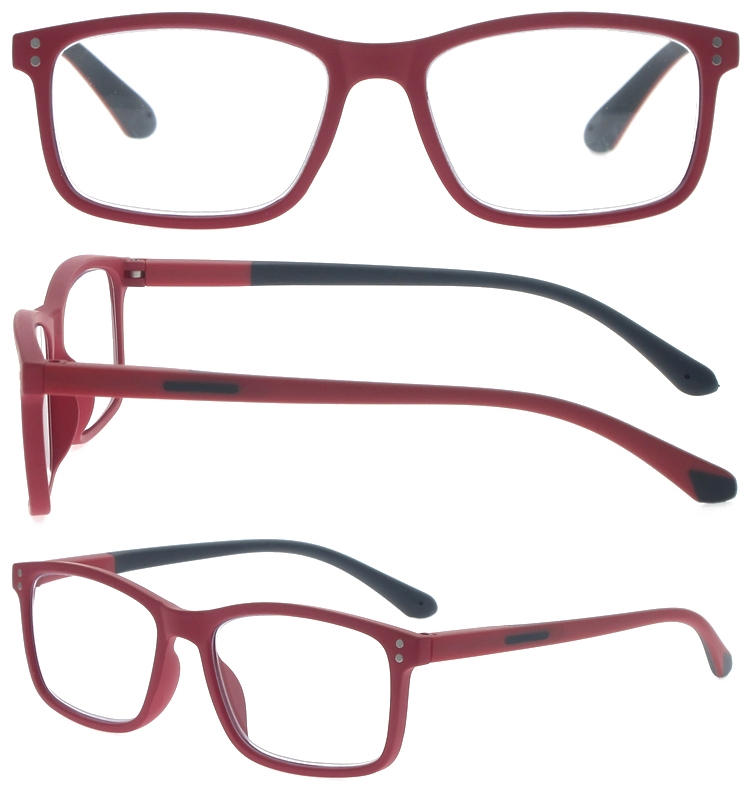 Dachuan Optical DRP153106 ቻይና የጅምላ አራት ማዕዘን ቅርፅ የፕላስቲክ የማንበቢያ መነጽሮች ባለ ሁለት ቀለም ፍሬም (1)