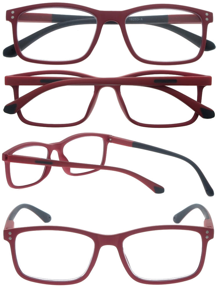 Dachuan Optical DRP153106 ቻይና የጅምላ አራት ማዕዘን ቅርፅ የፕላስቲክ የማንበቢያ መነጽሮች ባለ ሁለት ቀለም ፍሬም (3)