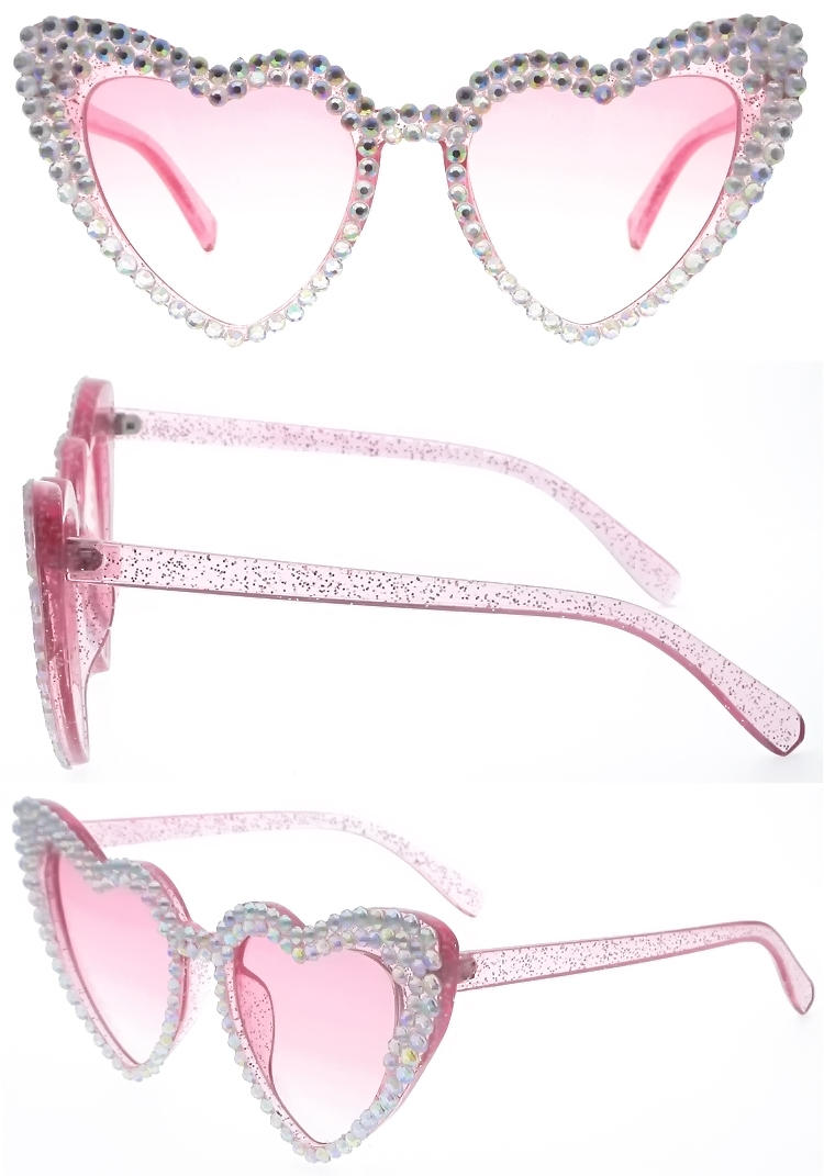 Dachuan Optical DSP127064 China Supplier Fashion Heart Shape Shades Sunglasses with Diamond Decoration (1)