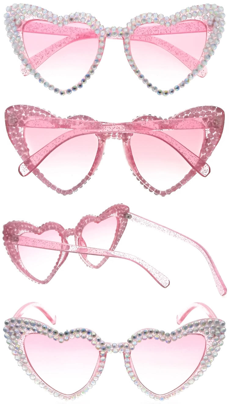 Dachuan Optical DSP127064 China Supplier Fashion Heart Shape Shades Sunglasses with Diamond Decoration (2)