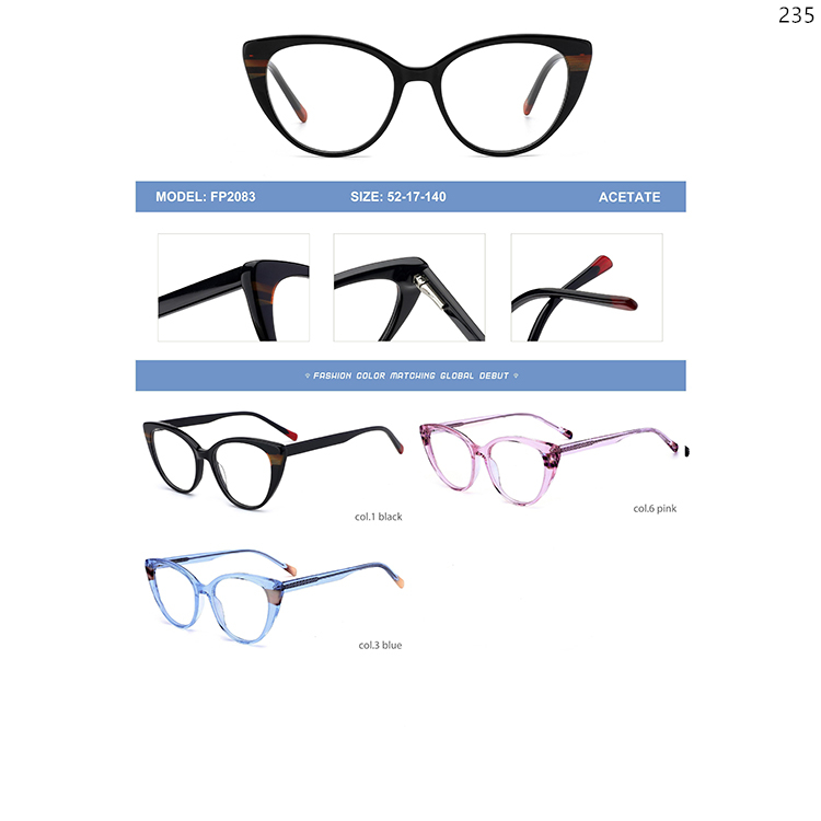 F2082-88 Lady Style Acetate Laminate Prescription Optical Glasses with Wholesale Ready Stock (2)
