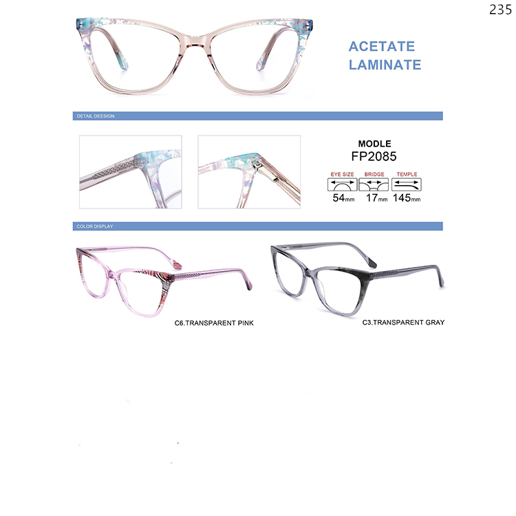 F2082-88 Lady Style Acetate Laminate Prescription Optical Glasses with Wholesale Ready Stock (3)