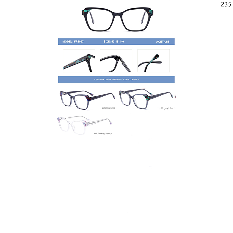 FP2090-97 Elegant Design Acetate Laminate Eyeglasses Frame Optische Brillen with Oversize Frame (5)