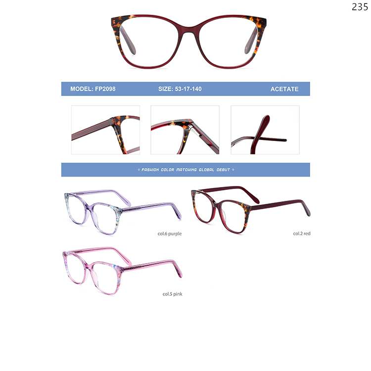 FP2098-103 High Quality Acetate Lamination Optical Glasses Frame with Metal Spring Hinge (1)