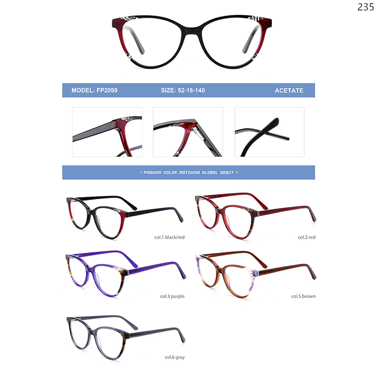 FP2098-103 High Quality Acetate Lamination Optical Glasses Frame with Metal Spring Hinge (2)