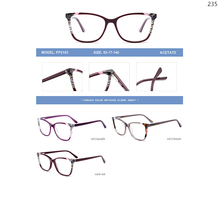 FP2098-103 High Quality Acetate Lamination Optical Glasses Frame with Metal Spring Hinge (5)