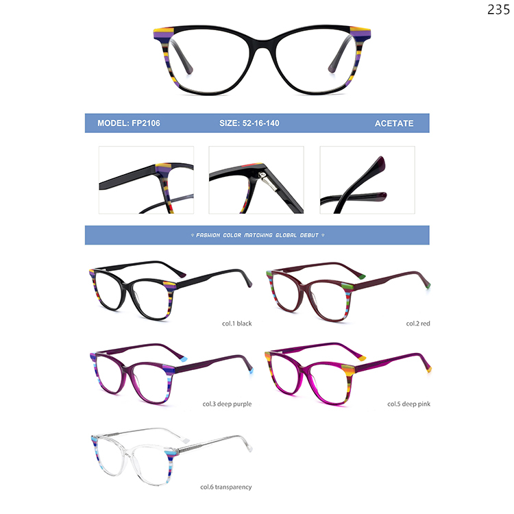 FP2105-09 Acetate Lamination Optical Frames Spectacles In stock with Multiple Color Frame (2)