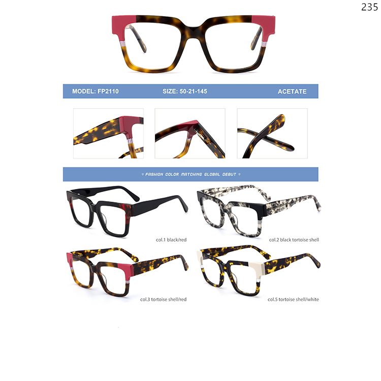 FP2110-18 Thick Frame Acetate Laminate Optical Frame Goods In Stock with Custom Logo (1)