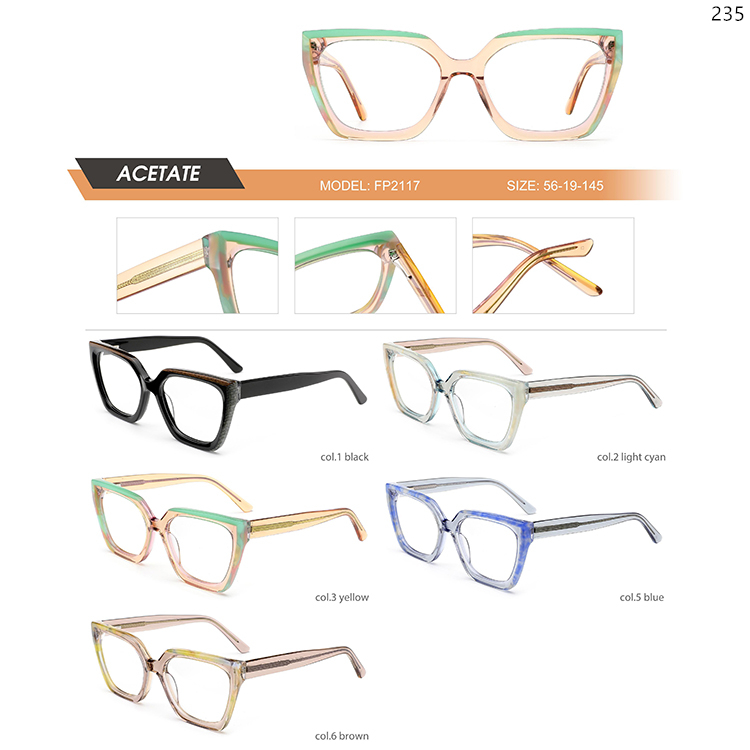 FP2110-18 Thick Frame Acetate Laminate Optical Frame Goods In Stock with Custom Logo (4)