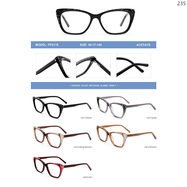 FP2119-25 Delicate Lady Acetate Glass Frames Optical Eyewear with Wholesale Ready Stock (1)