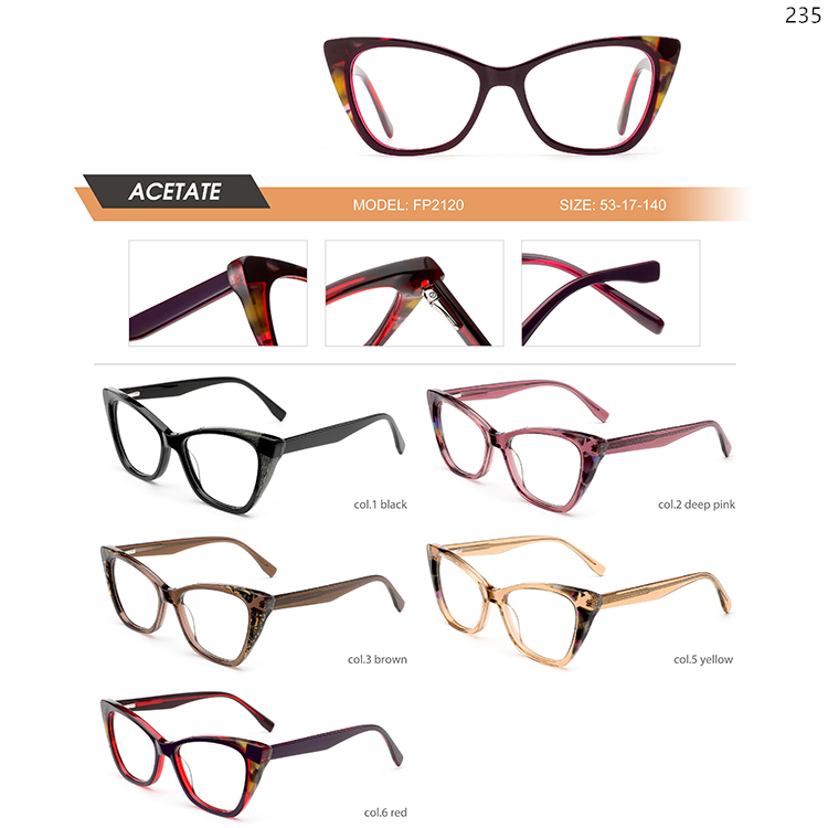 FP2119-25 Delicate Lady Acetate Glass Frames Optical Eyewear with Wholesale Ready Stock (2)