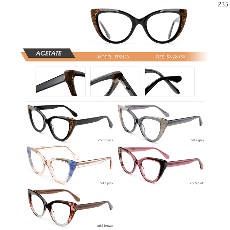 FP2119-25 Delicate Lady Acetate Glass Frames Optical Eyewear with Wholesale Ready Stock (4)