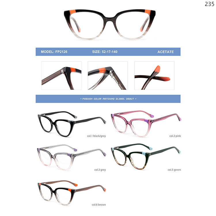 FP2126-50 New Trends Splicing Acetate Eyewear Glasses with Custom Logo In Stock (1)