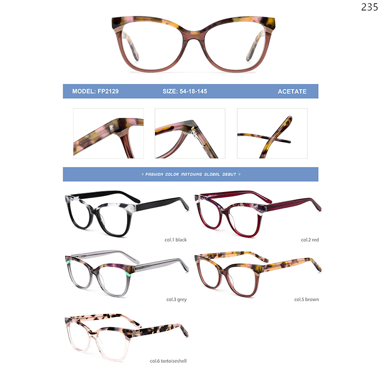 FP2126-50 New Trends Splicing Acetate Eyewear Glasses with Custom Logo In Stock (3)