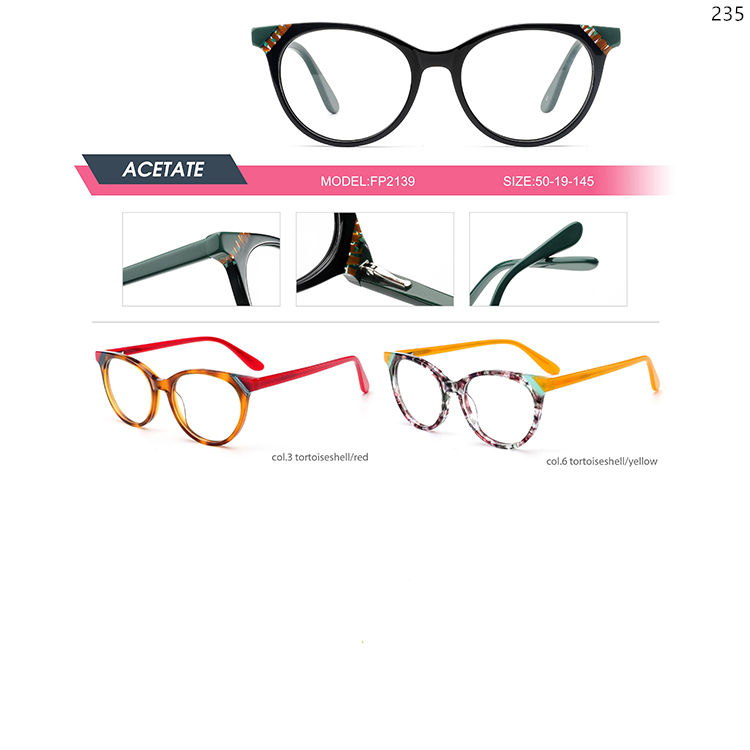 FP2126-50 New Trends Splicing Acetate Eyewear Glasses with Custom Logo In Stock (4)