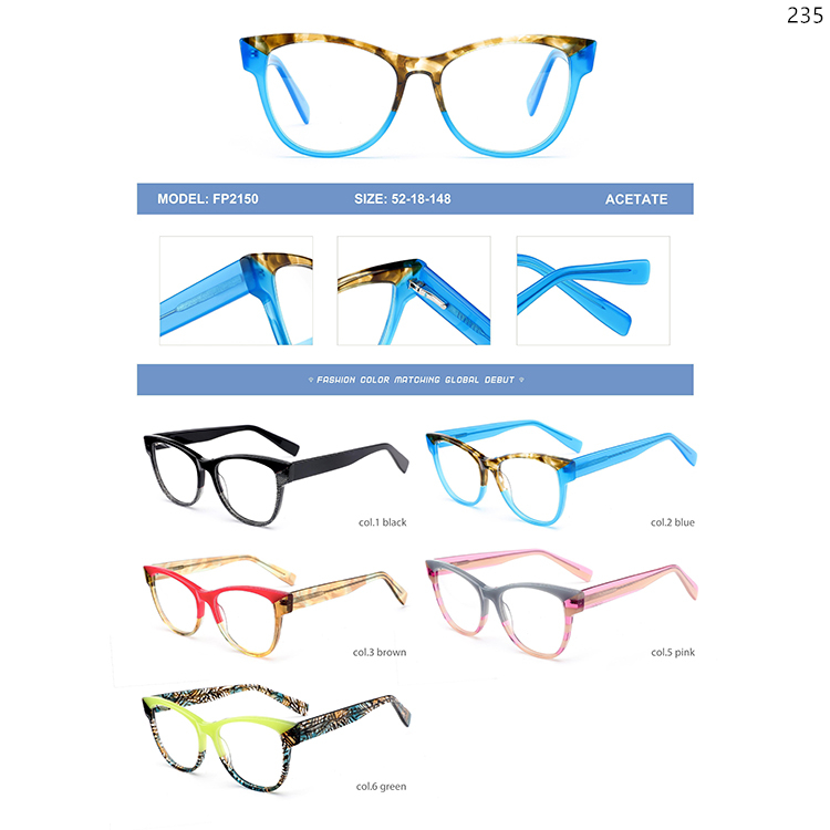 FP2126-50 New Trends Splicing Acetate Eyewear Glasses with Custom Logo In Stock (5)