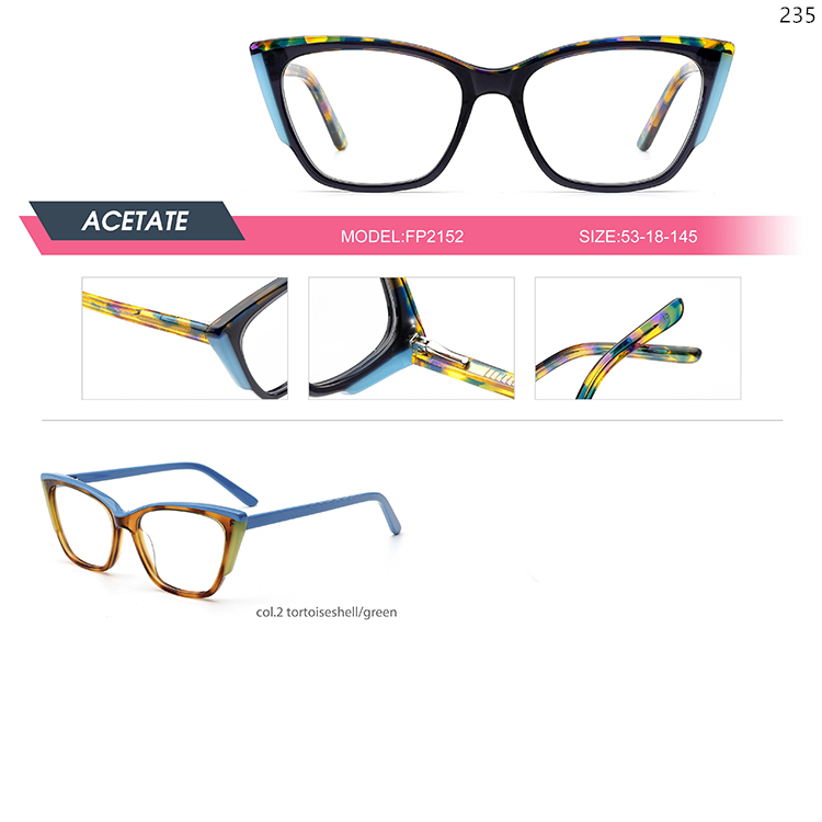 FP2151-505 Good Quality Acetate Myopia Optical Glasses Prompt Goods with Spring Hinge (2)
