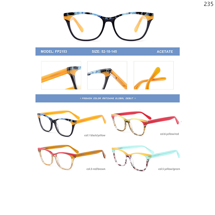 FP2151-505 Good Quality Acetate Myopia Optical Glasses Prompt Goods with Spring Hinge (3)