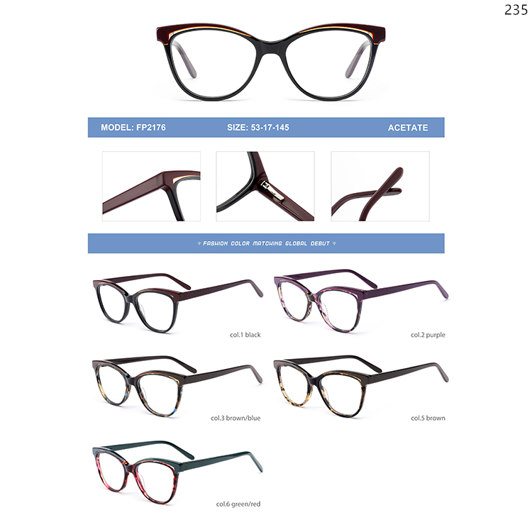 FP2151-505 Good Quality Acetate Myopia Optical Glasses Prompt Goods with Spring Hinge (4)