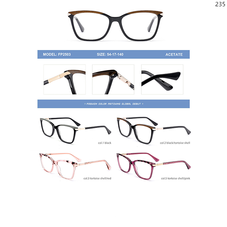 FP2151-505 Good Quality Acetate Myopia Optical Glasses Prompt Goods with Spring Hinge (5)