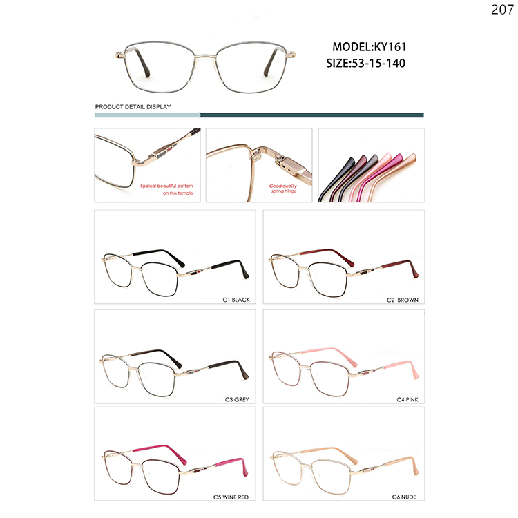 KY159-163 Metal Cateye Optical Prescription Glasses with Spring Hinges Pattern Legs (3)